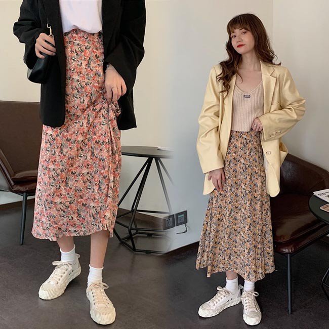 マキシスカート 花柄 ロングスカート レディース スカート 春 夏 シフォンスカート 花柄スカート