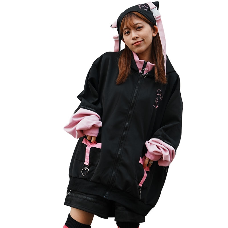 うさたん ジャケット ジャージ 長袖 原宿 原宿系 ファッション サイバー メンヘラチャン コラボ jr-muj-11 ブラック