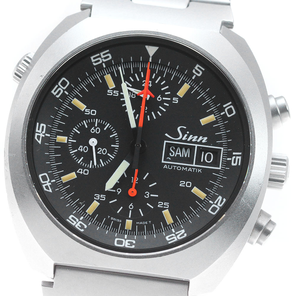 訳あり ジン Sinn 142 スペースクロノ クロノグラフ デイデイト 自動巻き メンズ _823034【中古】