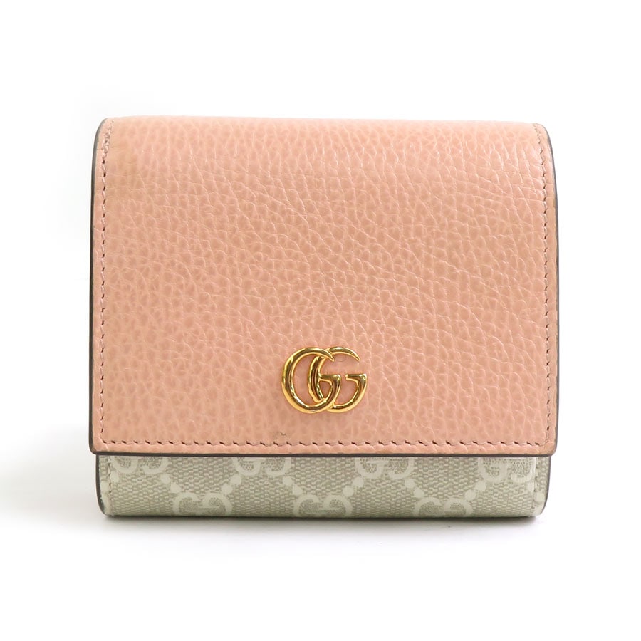 グッチ GUCCI 二つ折り財布 GGマーモント レザー ピンク×ベージュ レディース 598587 56252a