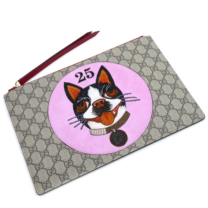 GUCCI グッチ BOSCO クラッチ クラッチバッグ ベージュ ピンク レッド 506280 ユニセックス 中古 極美品