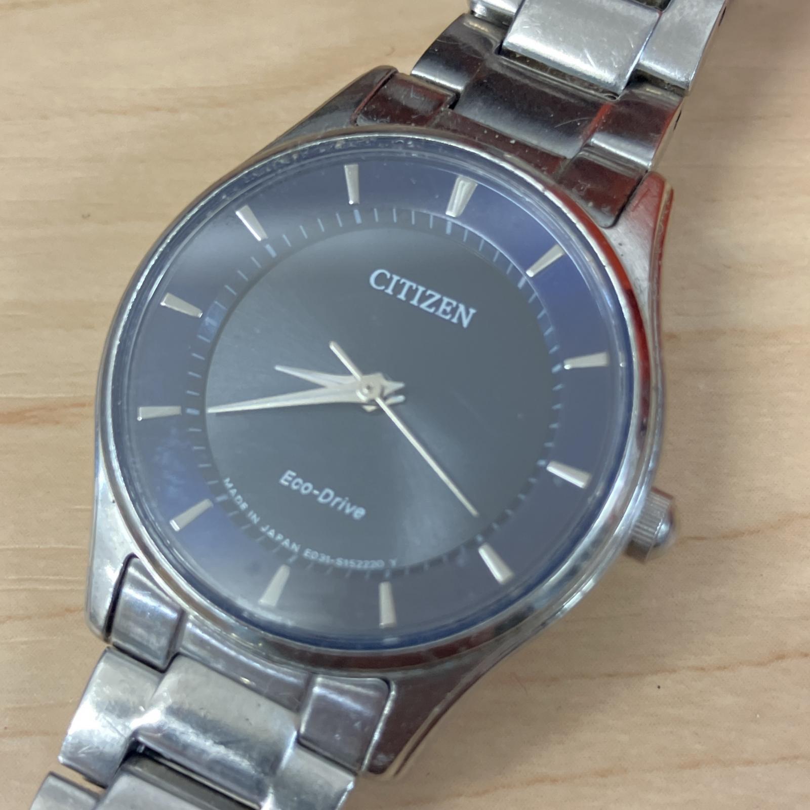 E031-S103746 エコドライブ GN-4-S 腕時計 シルバー ソーラー ネイビー文字盤【中古】 レディース