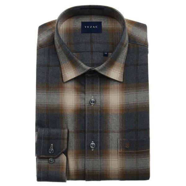 YJEWBR130_裏起毛ビッグチェック裾ストレートカジュアル一般フィット長袖