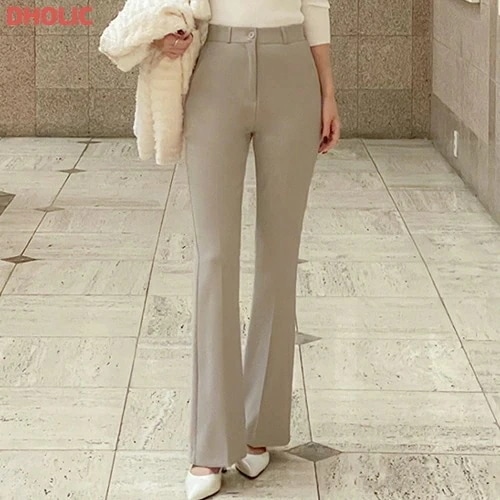 [選べる丈]ウエストゴムフェイクポケットブーツカットスラックス・1936966