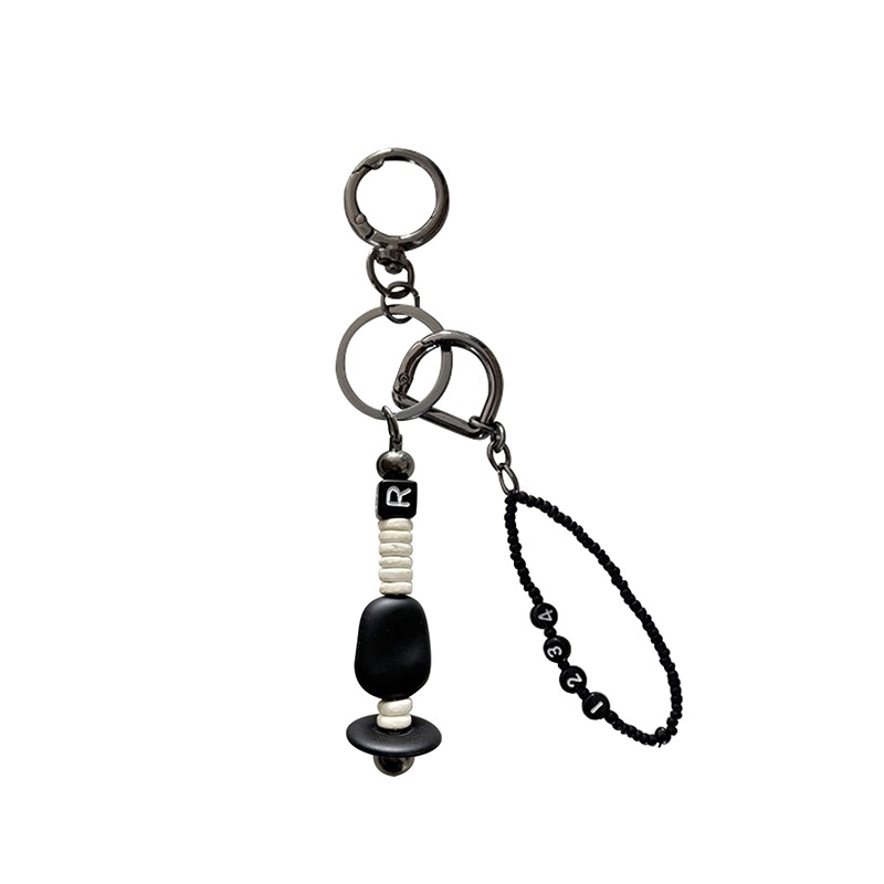 nature beads keyring cream