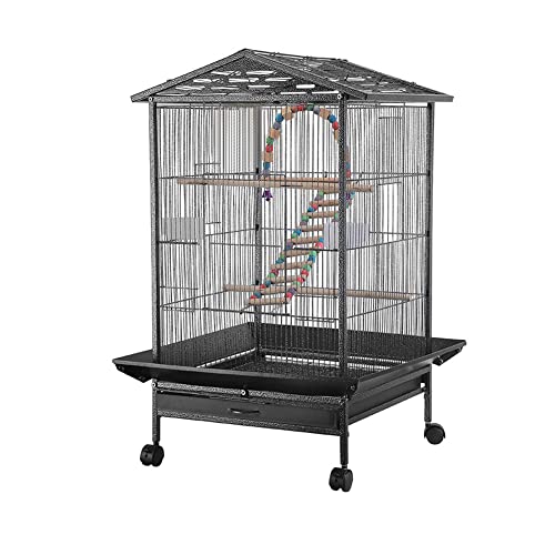 Jiza 鳥かご 鳥 ケージ 大型 インコ ケージ バードケージ おしゃれ キャスター付き 鳥籠 オ