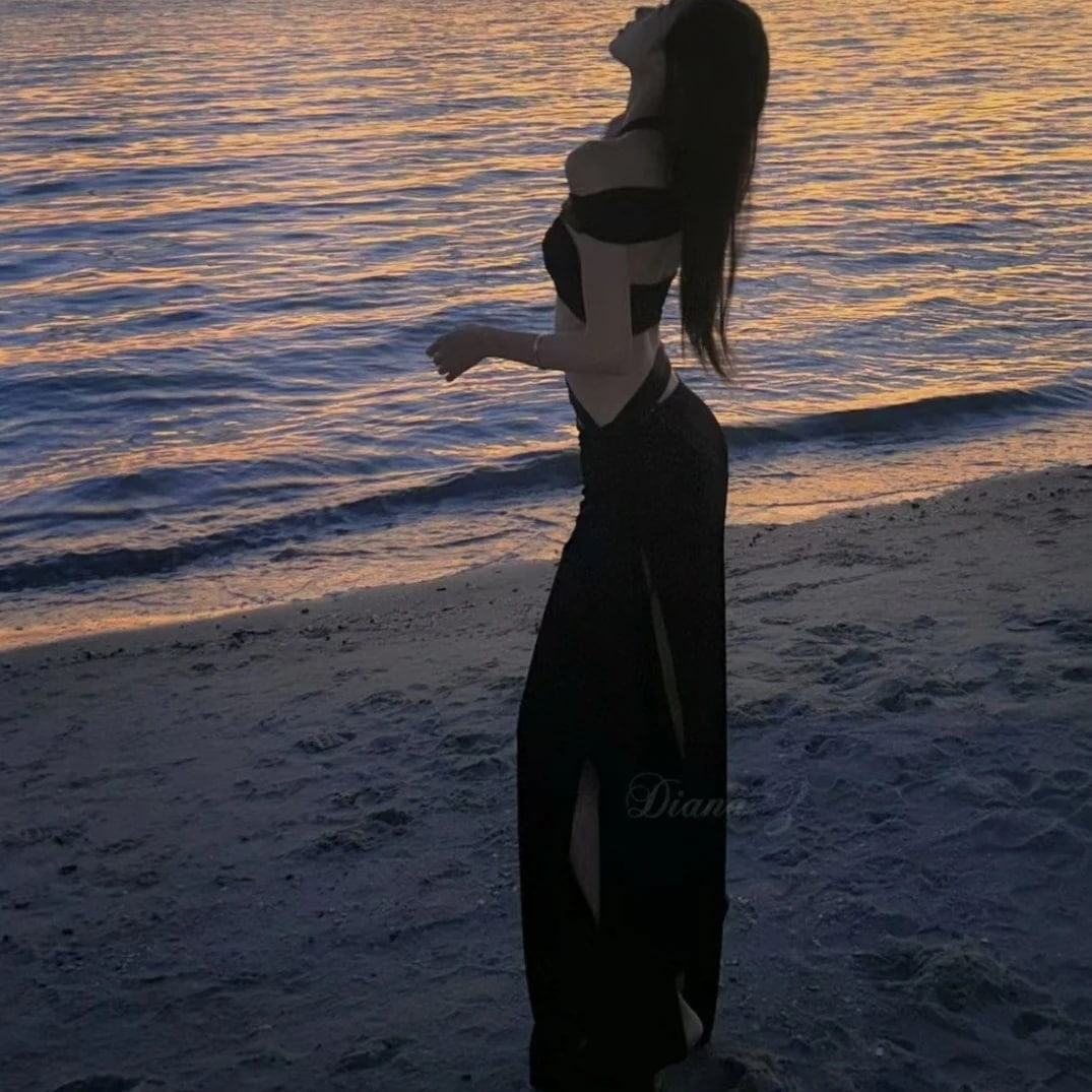 新作レディース ブラック セクシー ブトップ ロングスカート 水着 トライアングル 温泉水着 ホリデースカート 胸パッド付き ビキニ