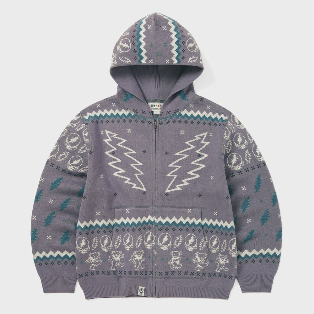 ディス・イズ・ネヴァー・ザット GD アイコノグラフィーニットジップパーカーラベンダー