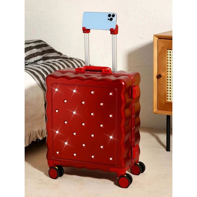 ワインレッドのスーツケース旅行結婚持参金結婚スーツケースのペア旅行トロリーケース女性用レザースーツケース新年を送ることができます