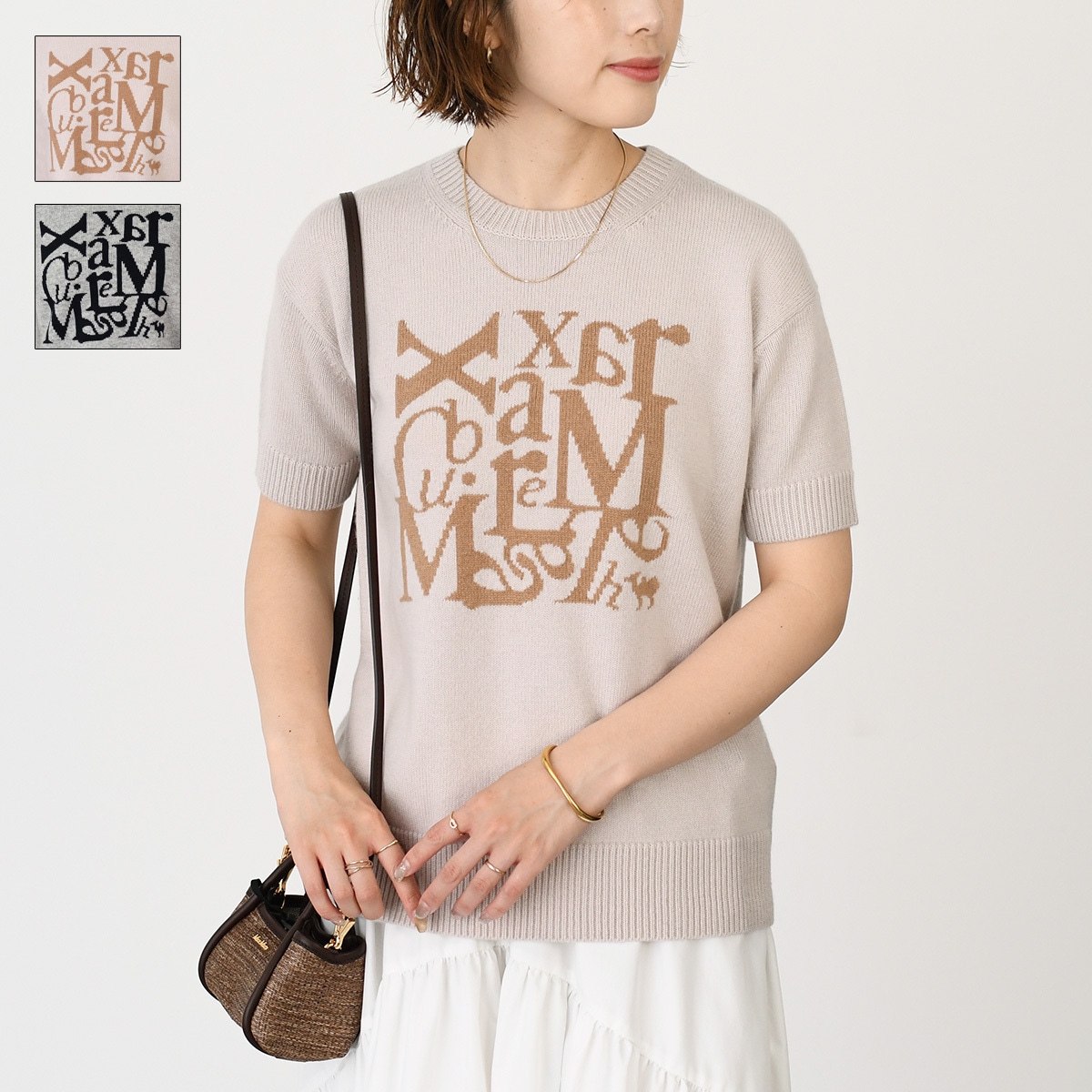 S Max Mara マックスマーラー ニットトップス FELICIA 2519361021600 フェリチア レディース グレー ウール カシミヤ ジャカード クルーネック 半袖 春 夏 29,705円