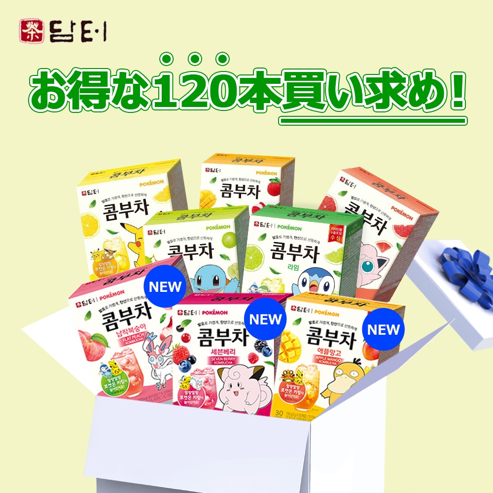 選べる120本 大容量お得商品 韓国茶大手企業のコンブチャ4味　シャインマスカット レモン　グレープフル