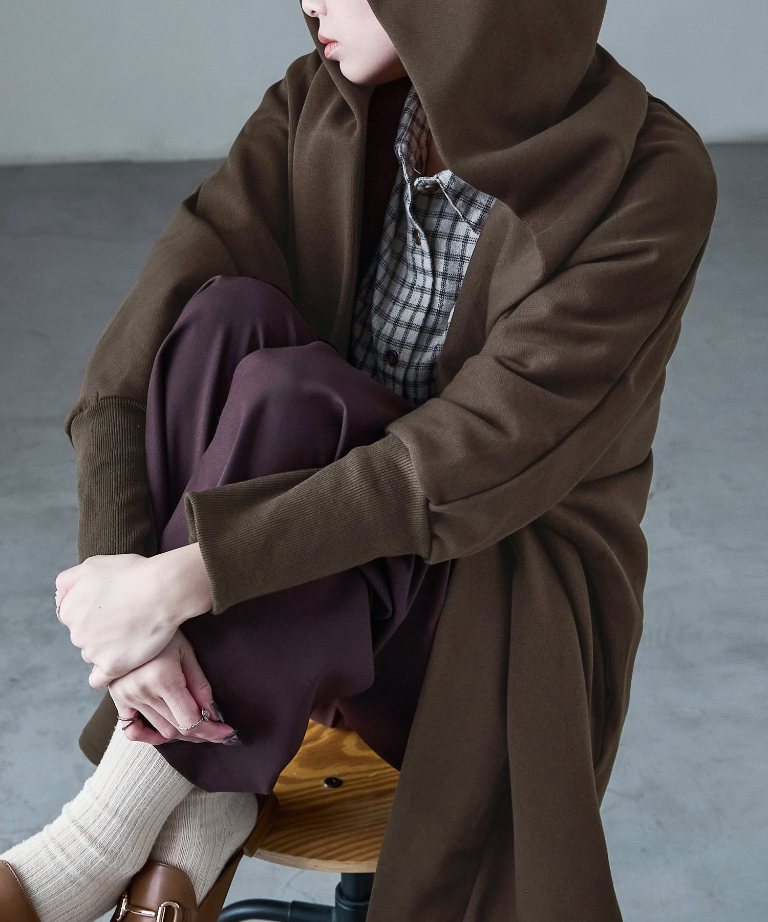 裏フリース ポンディング ガウンジャケット カーディガン ガウンコート ロング丈 アウター ジャケット ブルゾン ガウン ボレロ ゆったり 暖か あったか 防寒 裏起毛 ママコーデ 韓国ファッション