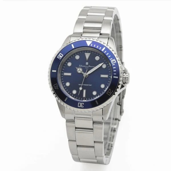 取寄品 正規品 Salvatore Marra 腕時計 SM19154-SSBL 5気圧防水 日本製クオーツ メタルベルト 防水 メンズ腕時計