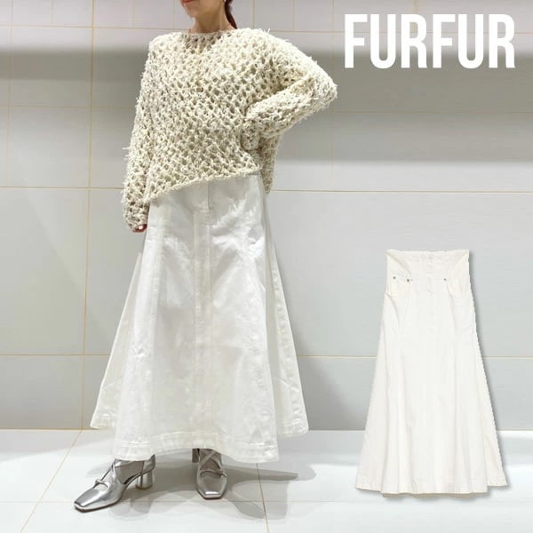 【SALE50%OFF】 【即納】 ファーファー FURFUR ハイウエストデニムスカート スカート ミディアム丈 rwfs221026デニムスカート