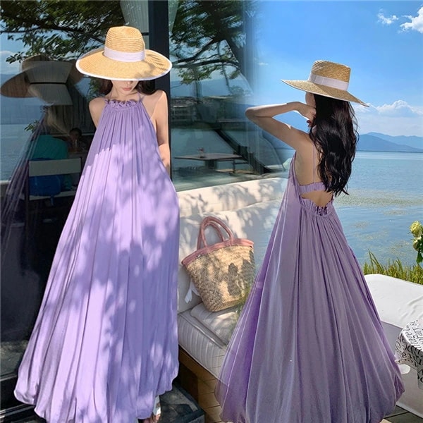 リゾートワンピース レディース サマードレス ワンピース Aライン ハワイ 沖縄 旅行用 大人 20代 30代 40代 可愛い お洒落 無地 ふんわり フェミニン 薄手 リゾートファッション la18