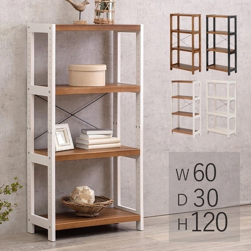 棚 ラック 木製 木目柄 おしゃれ ナチュラルモダン シンプル 省スペース シェルフ 可動棚 幅60cm