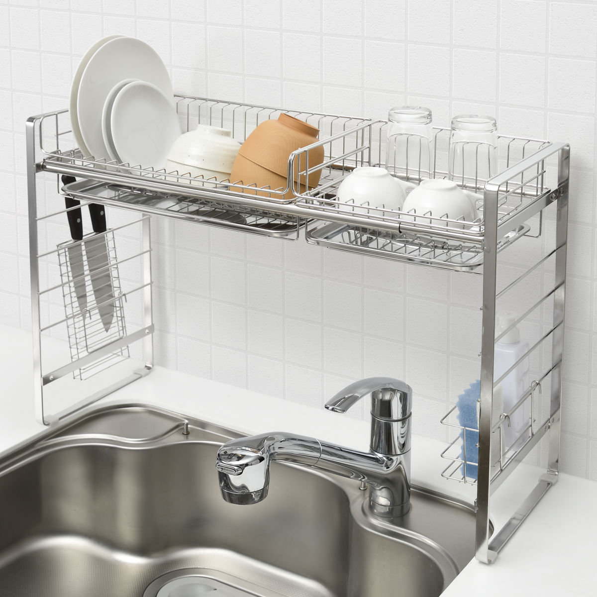 キッチンラック SUIグート ベースラック 幅60ー95cm 水切りラック シンク上 伸縮 スリム ステンレス 水切り 枠 ラックのみ カスタマイズ 水切りかご 水切りカゴ トレー おしゃれ