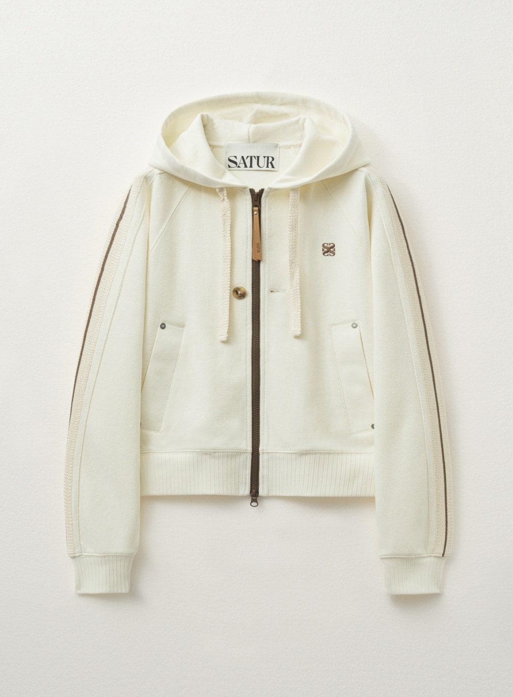 【SATUR】 LAWTON LOOSE FIT HOOD ZIP-UP : RESORT CREAM