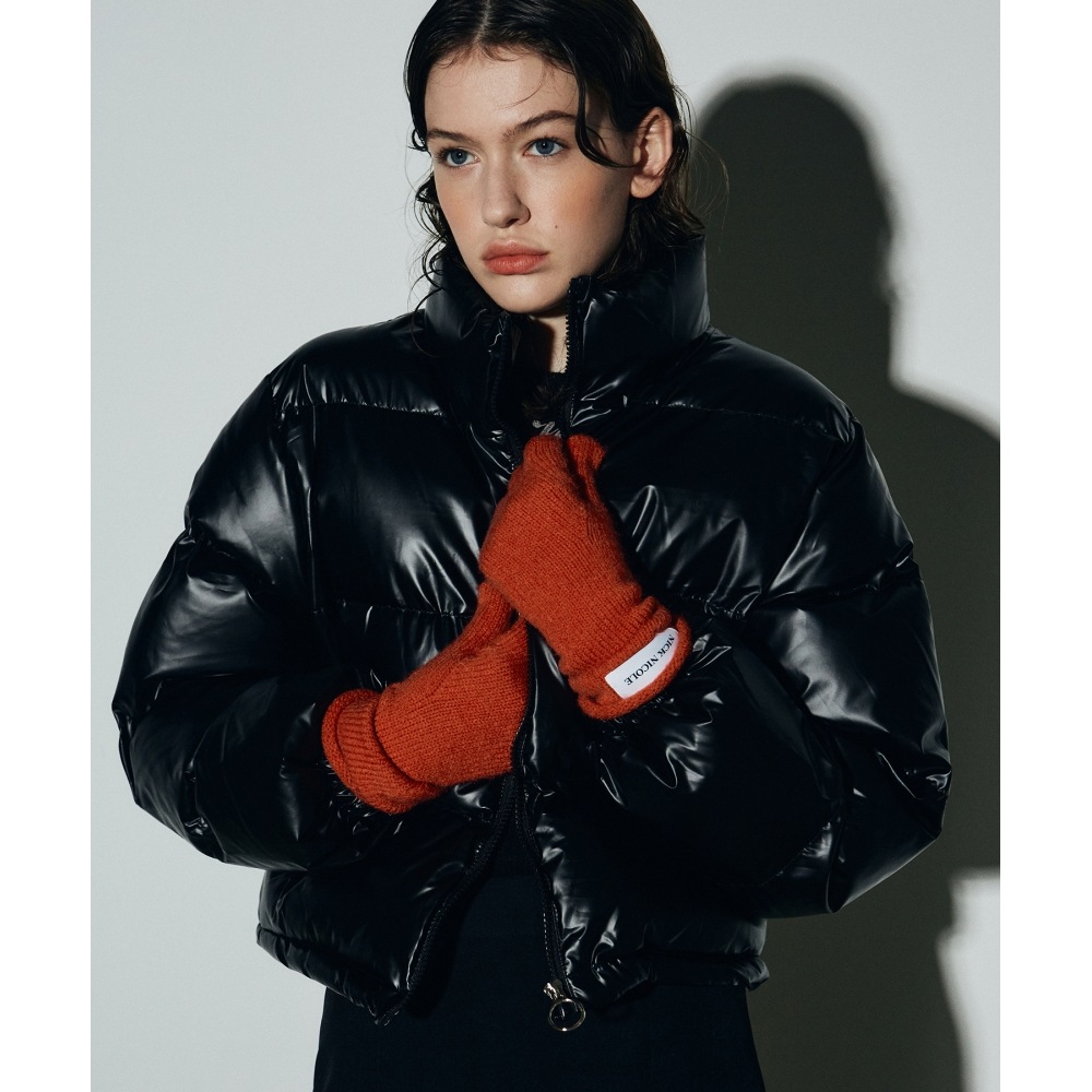 ニック&ニコールグロッシークロップパファーパディング_ブラック