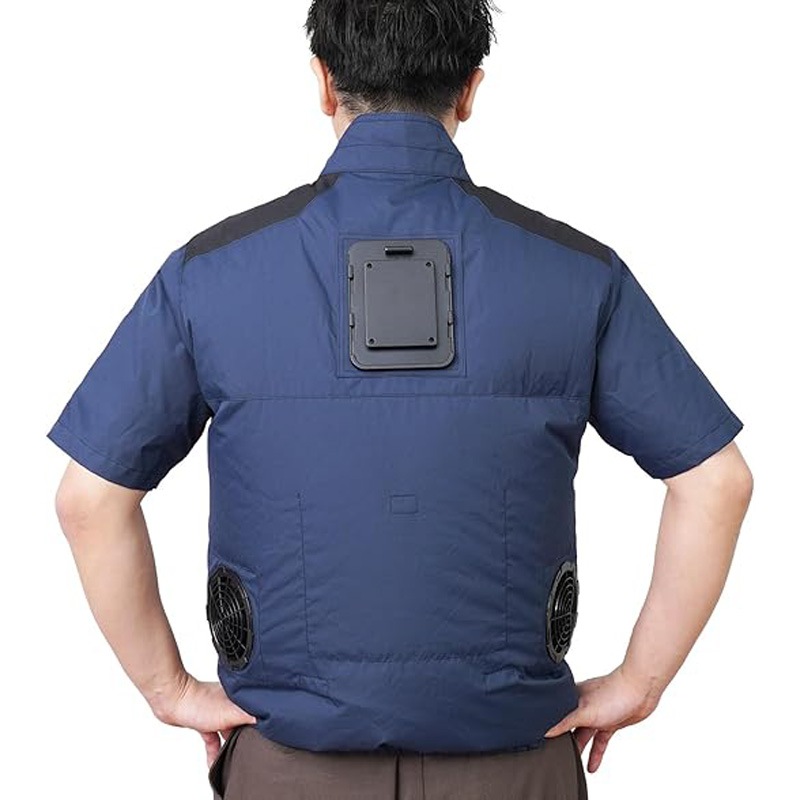 THANKO サンコー 冷蔵服 2026年モデル 半袖 TKWE26SNVF ネイビー フリー ペルチェ冷却 ファン搭載 作業服