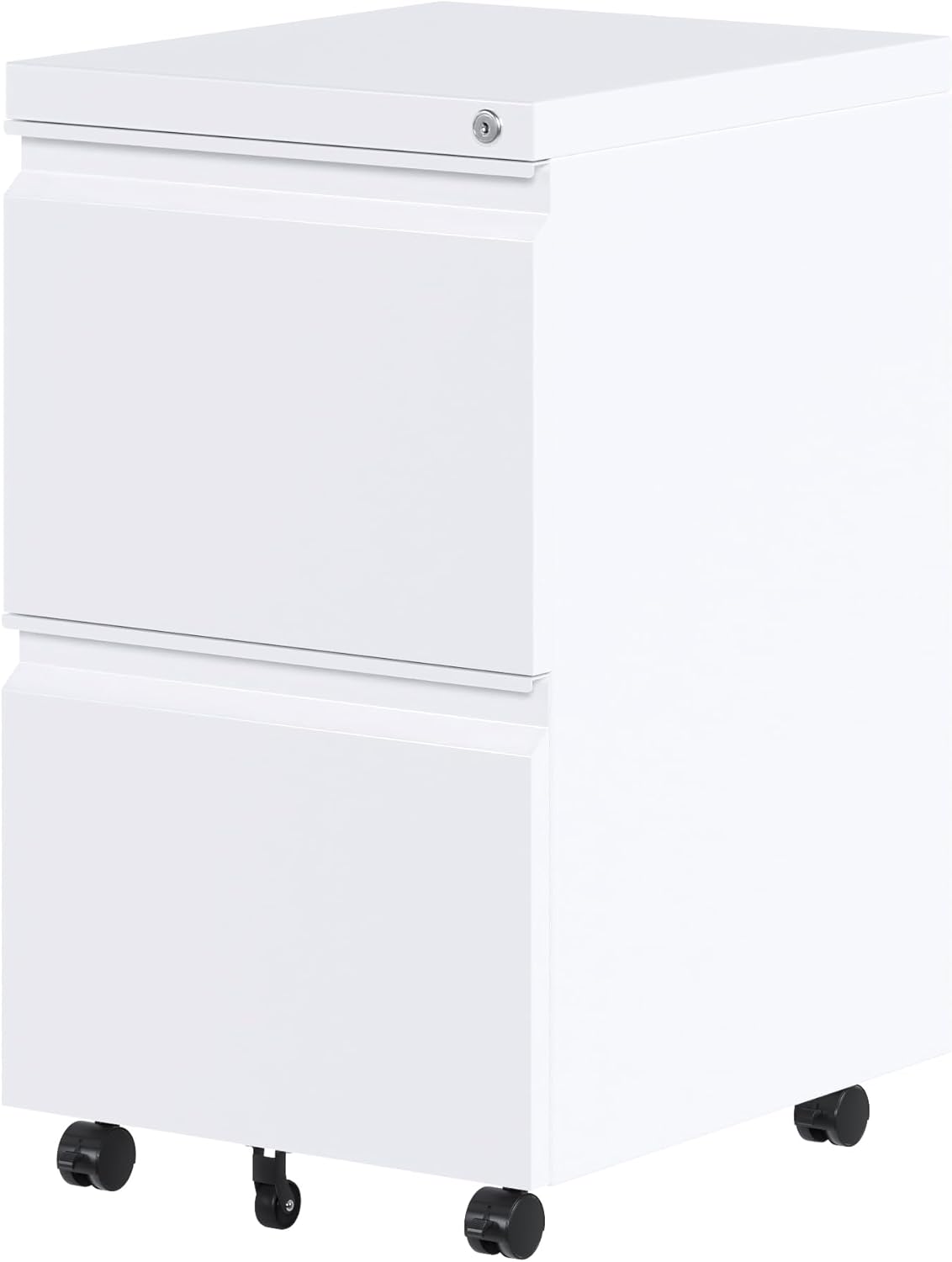 GangMei デスクワゴン サイドワゴン 鍵付きキャビネット 袖机 キャスター付き 大容量 2段オールロック 幅390*奥行440*高さ600mm 丈夫なスチール製 組立式（キャスターを付けるだけ）