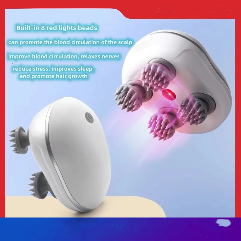 納期1~3週間程：赤外線頭皮マッサージwith4混練マッサージヘッド & 68ノードハンドヘルド髪の成長マッサージャーストレスリラックス