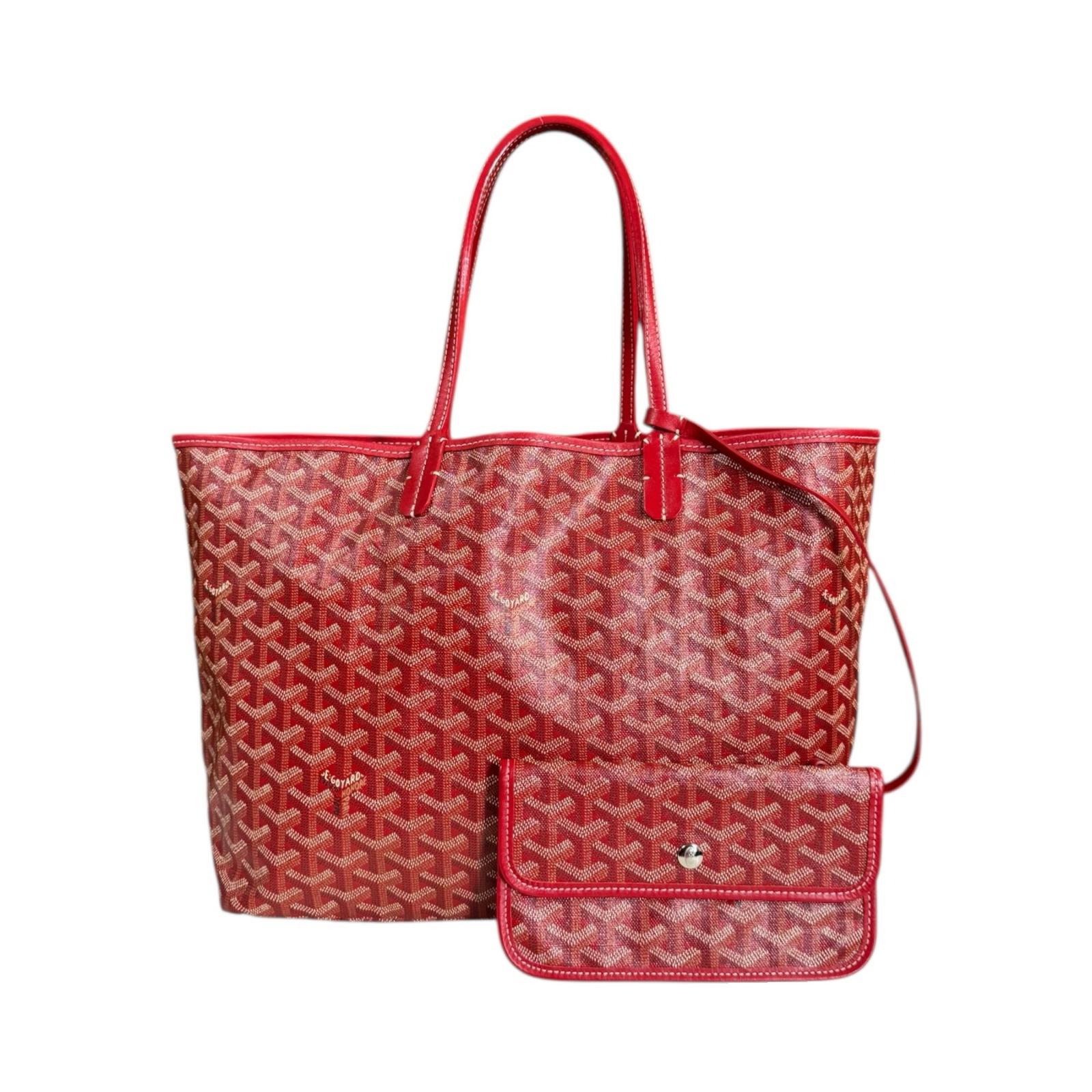 ゴヤール サンルイPM トートバッグ PVCコーティングキャンバス レッド GOYARD 中古