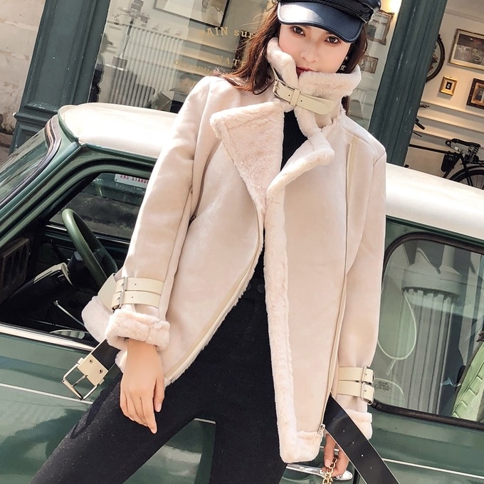 アウター レディース ジャケット ボア ライダース S M L XL 韓国 ムートン カラー ラージラペル ベルト ファネルネック メンズライク かっこいい カッコイイ クール 韓国 落ち感 こなれ感