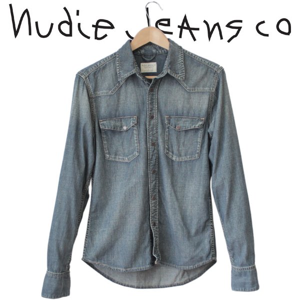 デニムシャツ メンズ ヌーディージーンズ 男性 Nudie Jeans JONIS SHIMMERING DENIM B26 長袖 カジュアル 人気 ブランド 47161-3004