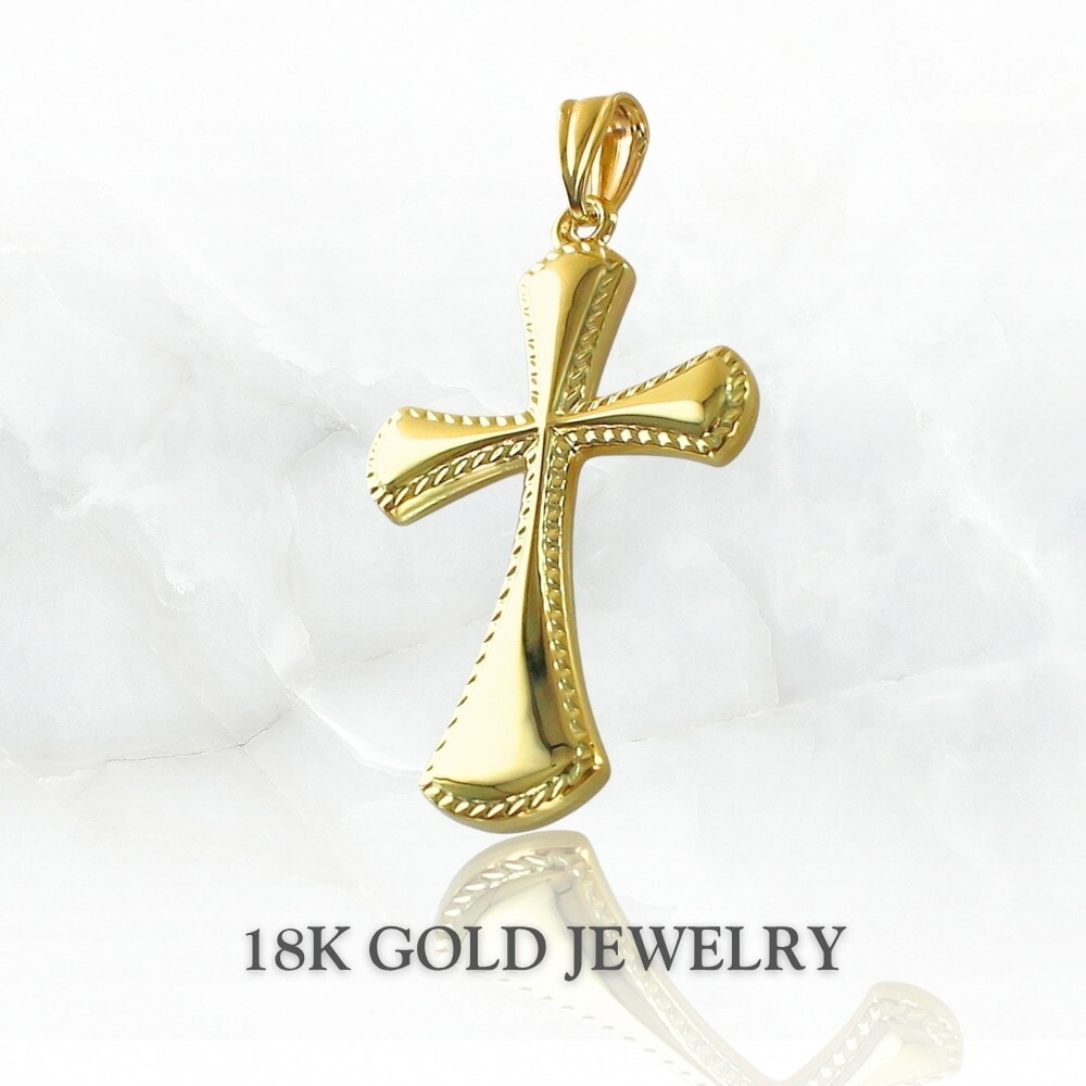 18金 ペンダントトップ ネックレス チャーム K18 18K クロス 十字架 キリスト メンズ レディース ゴールド 幸運 金 プレゼント ペンダントヘッド トップのみ プレゼント 男性 女性 誕生