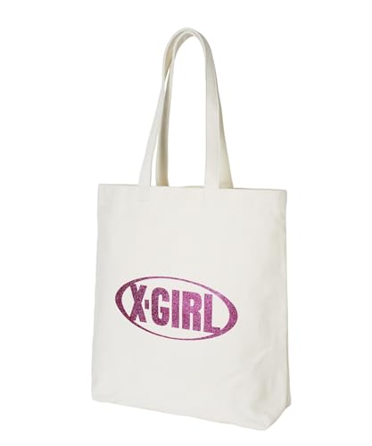 [エックスガール] トートバッグ GLITTER OVAL LOGO CANVAS TOTE BAG レディース WHITE