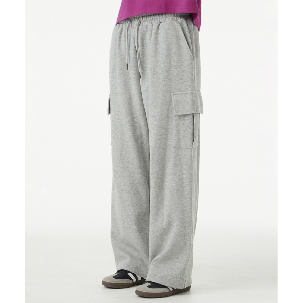 URBANAGE ワンタックワイドカーゴスウェットパンツ_グレー
