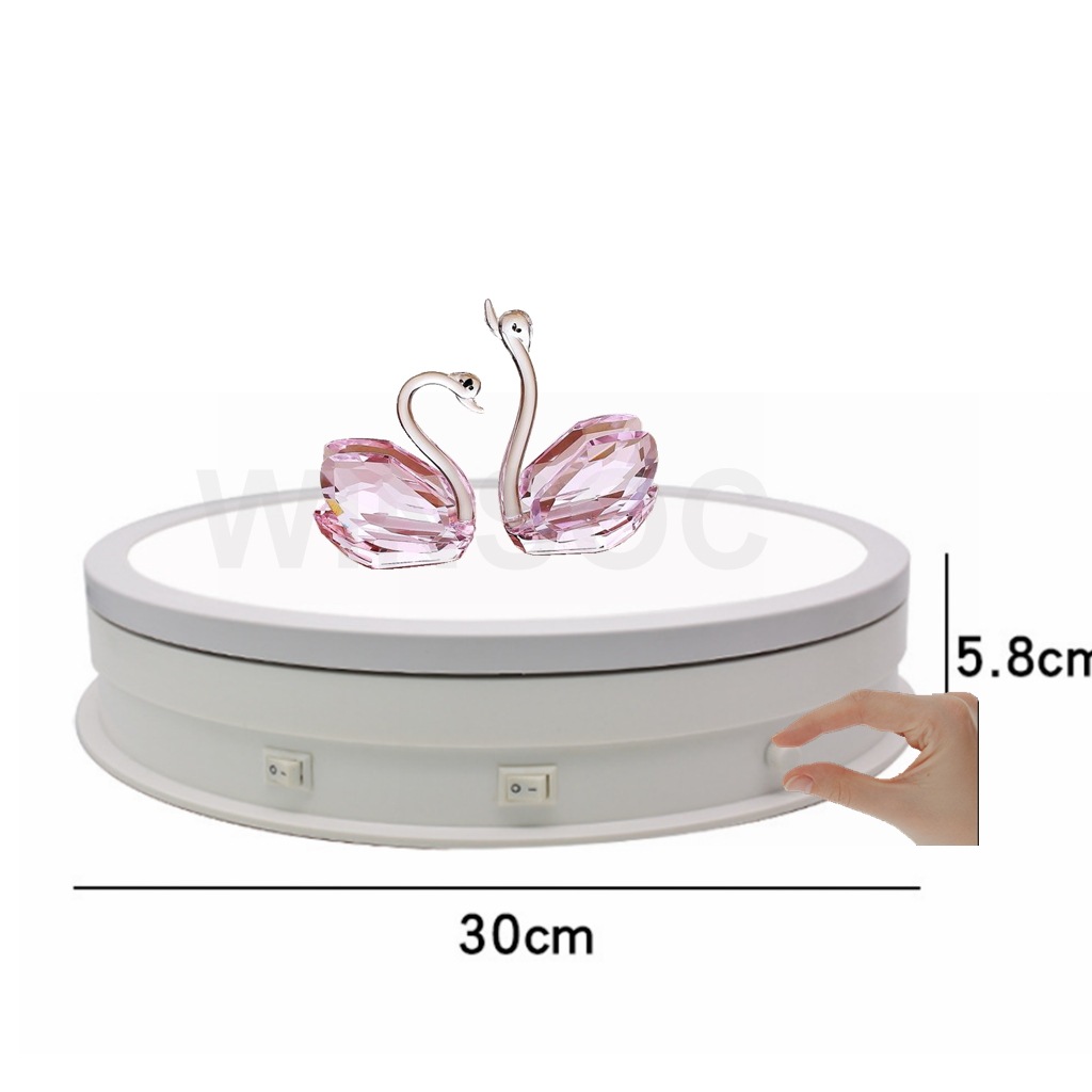 回転式ディスプレイスタンドD30cm20KG-調整可能なLEDライトを搭載可能電気360度回転写真ジュエリーターンテーブルスタンドホワイト300LEDW