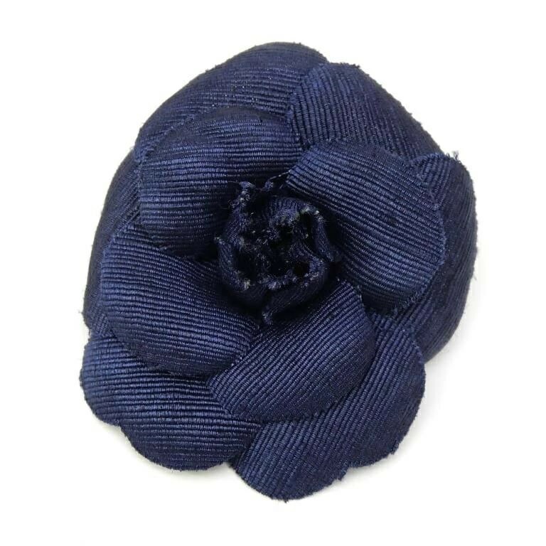 シャネル CHANEL コサージュ ブローチ カメリア ネイビー 【中古】(68536) 23,100円