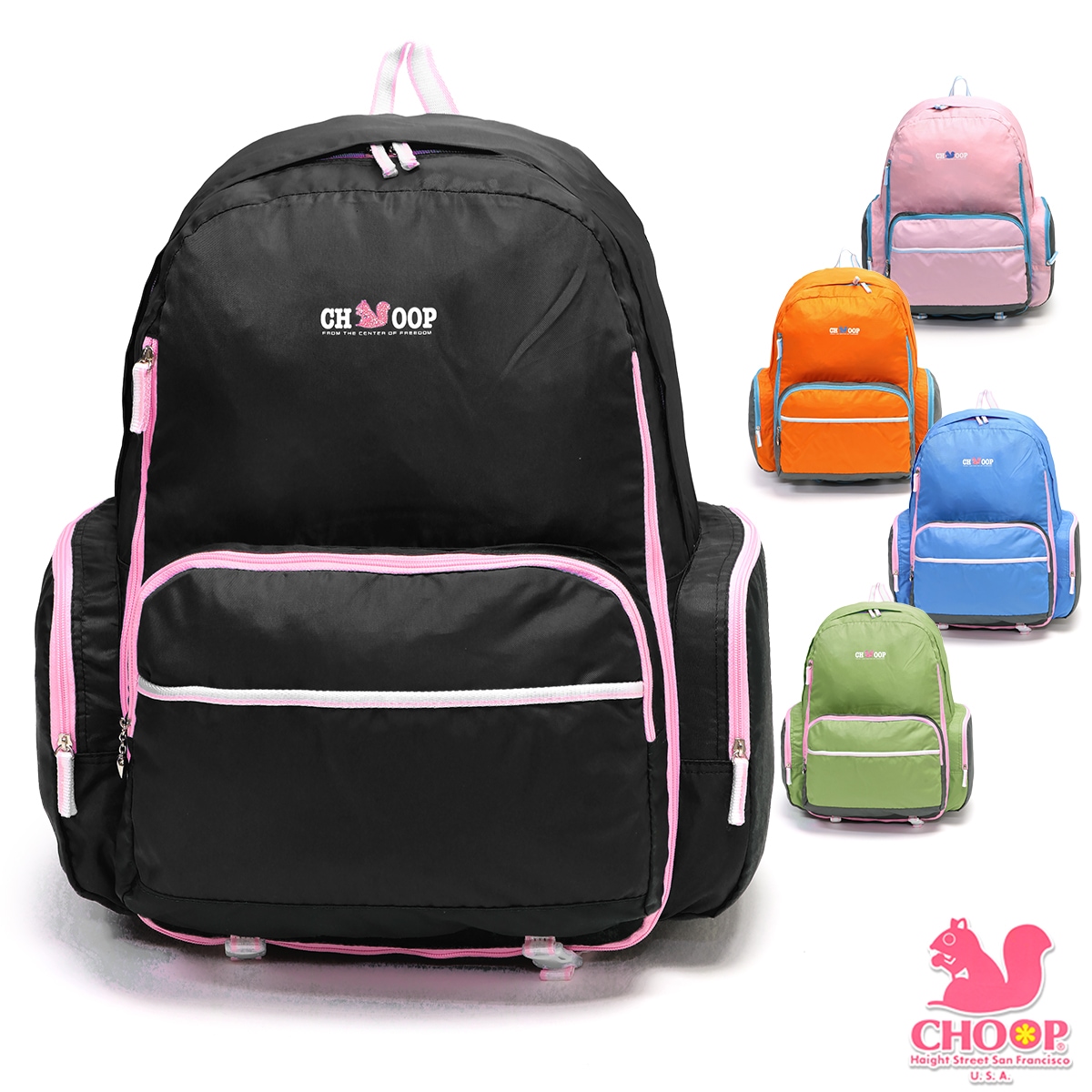 大容量 バックパック キッズ/子供/小学生/女子 リュックサック ブラック/オレンジ/ブルー/グリーン/ピンク 1270