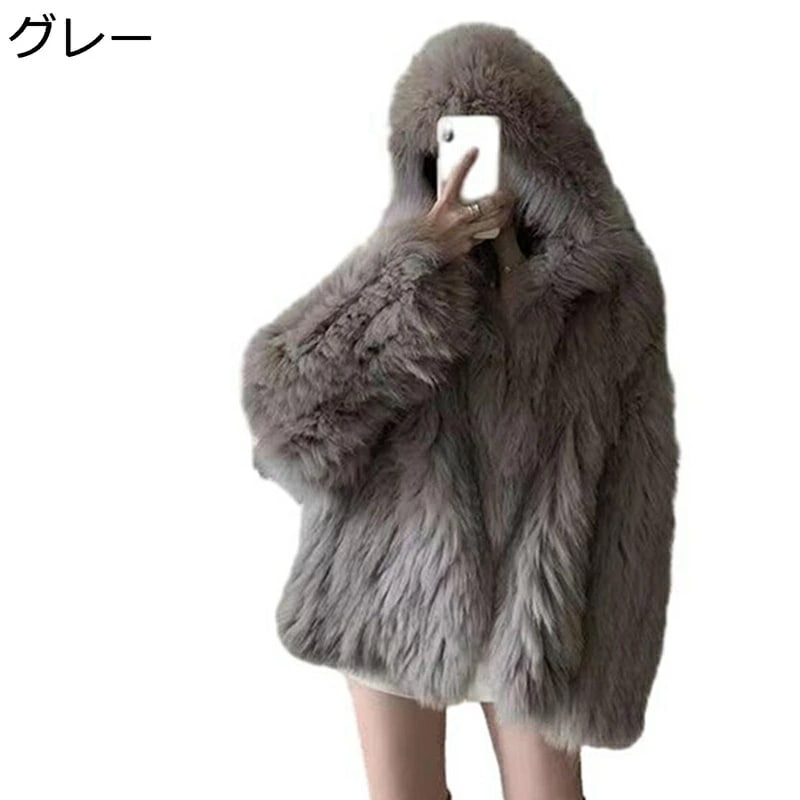 レディースファーコート フード付き レディース ファー アウター ショートコート ボアコート 冬服 毛足長い 保温 ブルゾン 毛足長い ファッション エレガンス かわいい 厚さ 前開き 防寒着