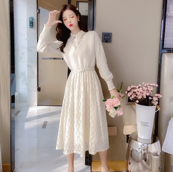 ベスト ホワイト ピンク トップス ワンピース フレアワンピース ミモレ ミモレ丈 ロング 長袖