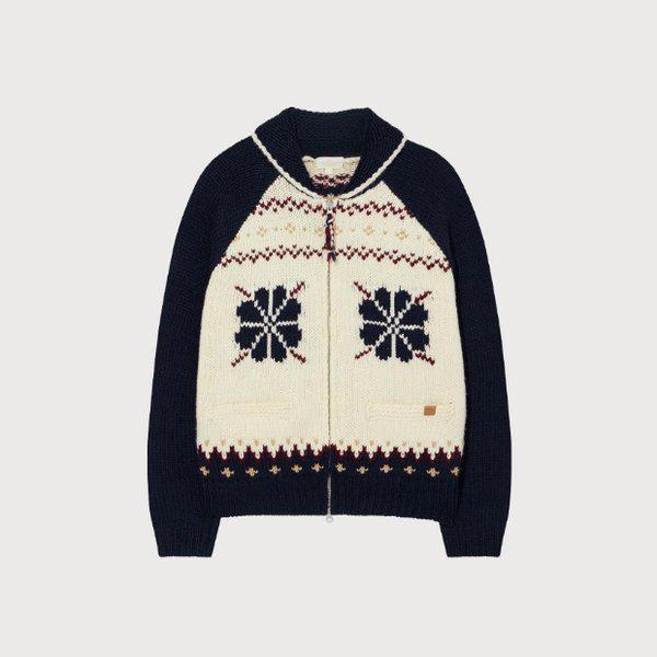 長袖Tシャツ JQS CO2504KT84-DN ウーマン ウール ブレンド コウィチャン ジップアップ カーディガン ダークネイビー