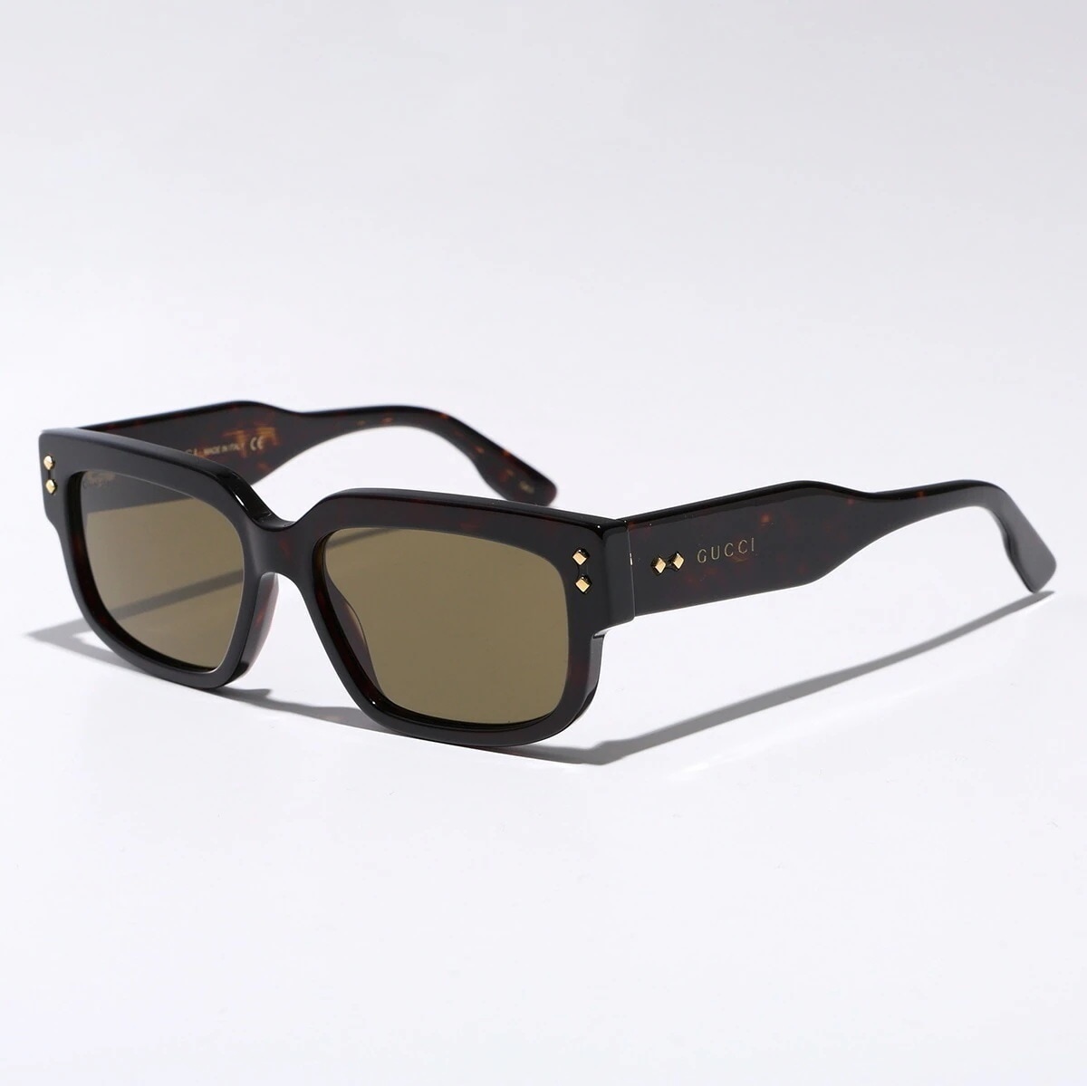 GUCCI グッチ サングラス GG1218S メンズ スクエア型 セルフレーム フルリム ロゴ アイウェア 002/HAVANA-HAVANA-GREEN