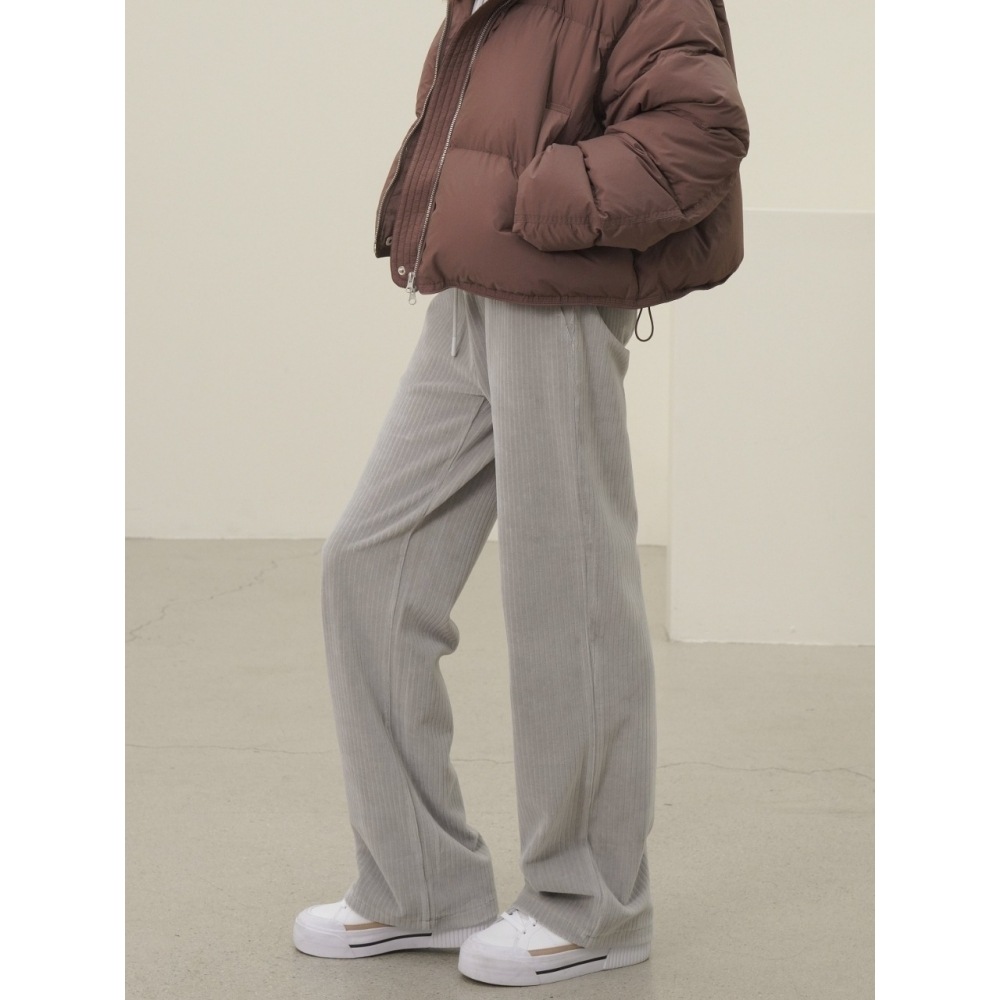 ACUD ベロアヒールセミワイドパンツ L. グレー