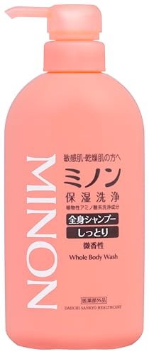 他サイト： ミノン全身シャンプーしっとりタイプ 本体ボトル 450mL ボディソープ 敏感肌 肌あれ防止 保湿 乾燥対策 弱酸性 低刺激性 【医薬部外品】の商品画像