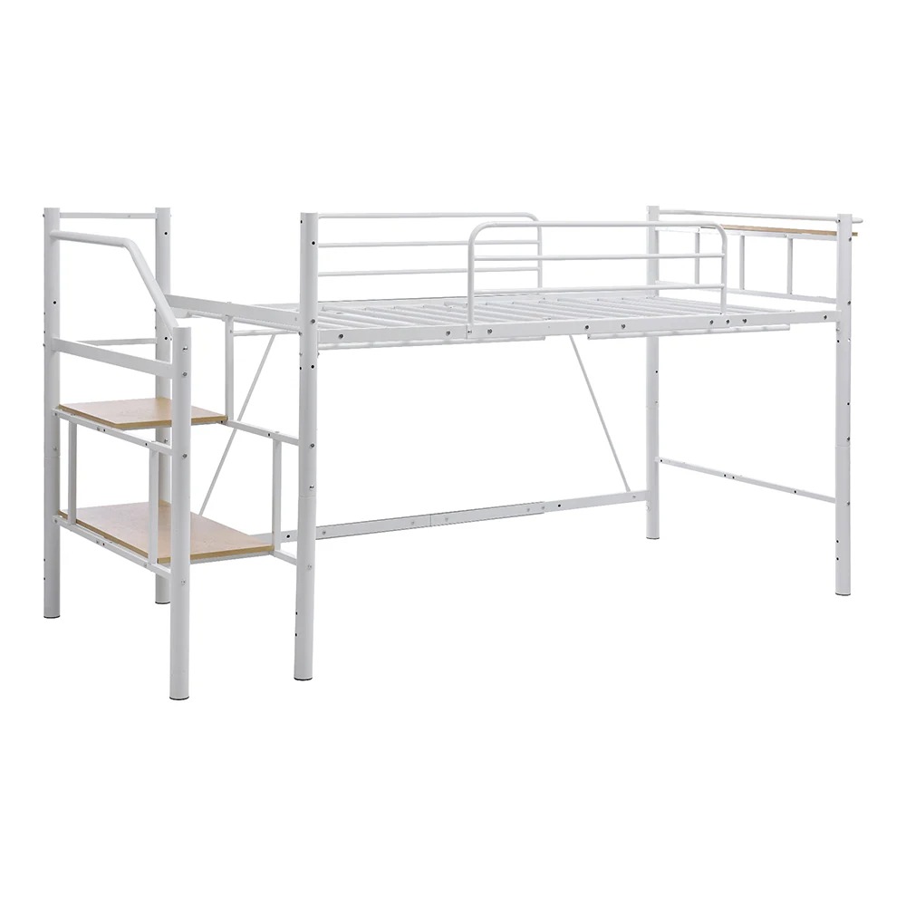 【メッシュ床板Sシングル】ロフトベッド パイプベッド シングル 耐荷重150kg 高さ130cm ハイベッド ロフトベッドロータイプ 棚 収納 北欧風 大人 一人暮らし 子供部屋スチール