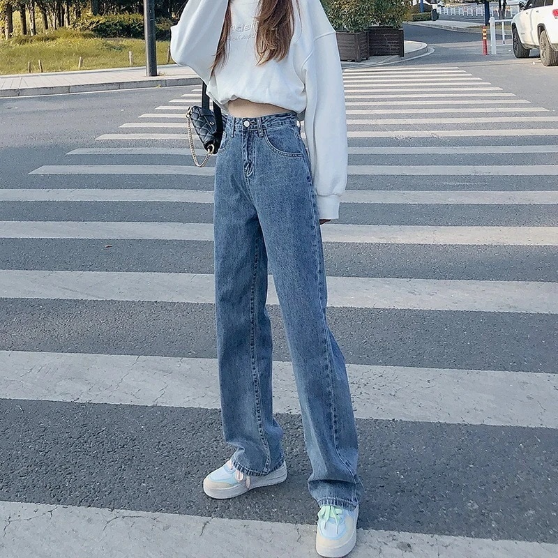 ゆったりワイドジーンズ女性ショーハイ春春冬春新作ハイウエスト薄l型ドレープ春春冬春春冬春ストレートドラッグパンツ