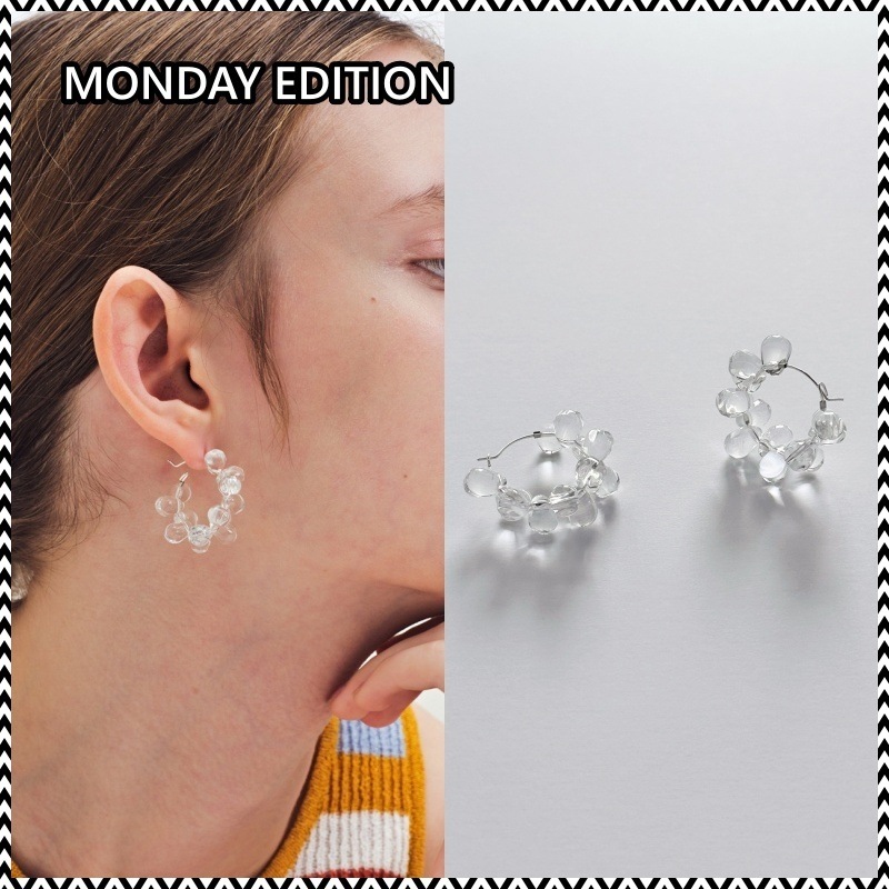 ☆人気☆【MONDAY EDITION】☆CLEAR DEWDROPS HOOP EARRING.S☆ MONDAY EDITION CLEAR DEWDROPS HOOP EARRINGS ピアス