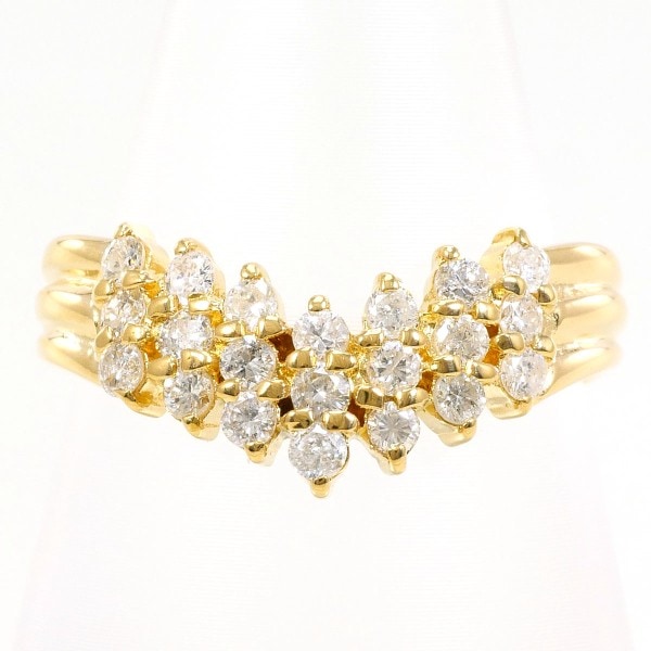 K18 18金 YG イエローゴールド リング 指輪 14号 ダイヤ 0.50 ジュエリー 中古