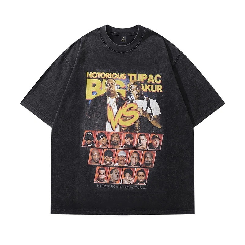 TKPA レトロ高品質ウォッシュドヴィンテージ T シャツ男性と女性のためのアメリカンヒップホップカジュアル半袖トップス