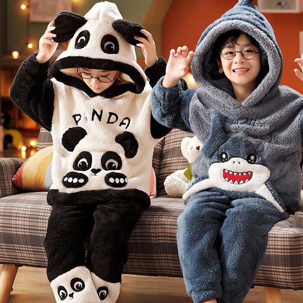 【激安開催】着る毛布 子供 キッズパジャマ 子供パジャマ 上下セット パンダ 男の子 長袖 部屋着 ルームウェア 冬物 ルームウェア ナイトウェア フード付き 恐竜柄 もこもこ あったか フランネル