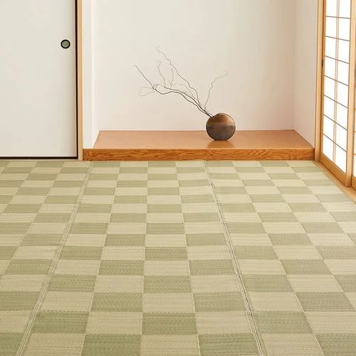 【メーカー直送品】萩原 抗菌加工 洗えるい草風カーペット 倉間 本間6帖 GR グリーン