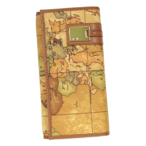 PRIMA CLASSE CW026-6000 LONG WALLET プリマクラッセ 中ファスナー小銭入付長財布 ベージュ/キャメル/ゴールド /取寄品/裁断箇所により地図柄が異なります