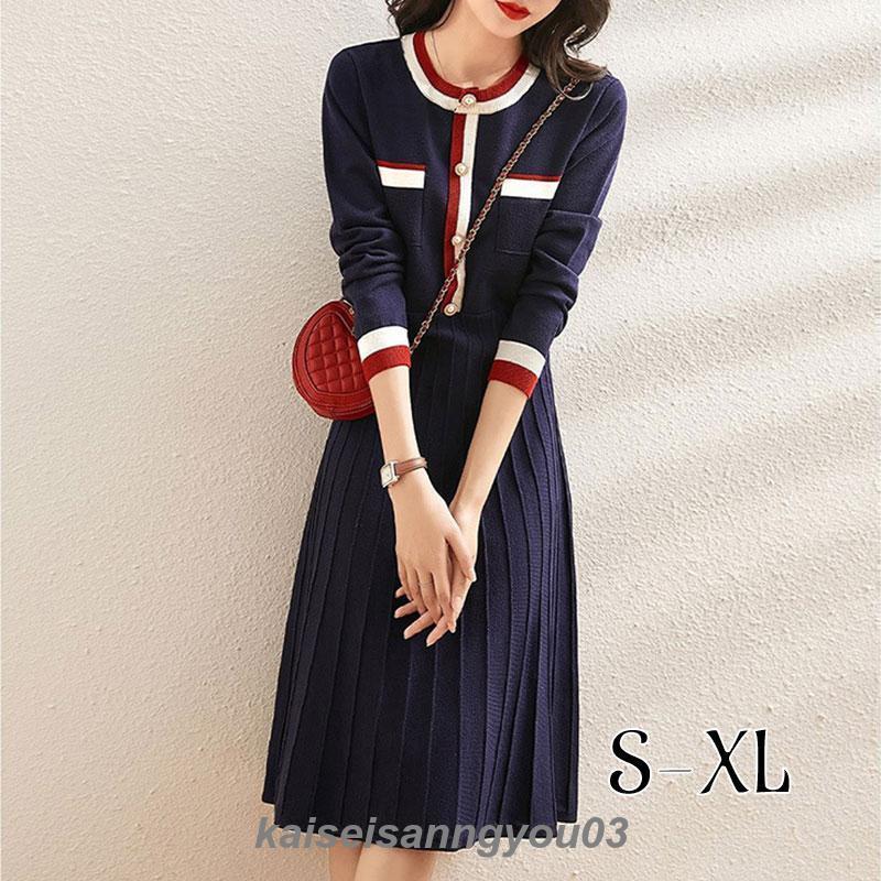 最安値挑戦 レディース 長袖ニットワンピース 秋プリッツファッション タイドワンピ Aライン プルオーバー 7,666円